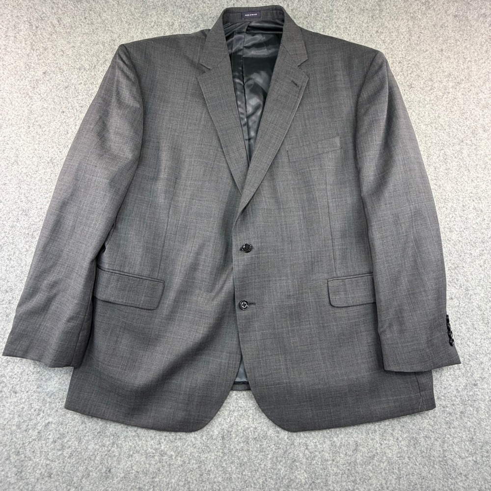 Stafford Executive Gray Glen Plaid Super 100s Wool Suit Jacket Big & Tall 54R